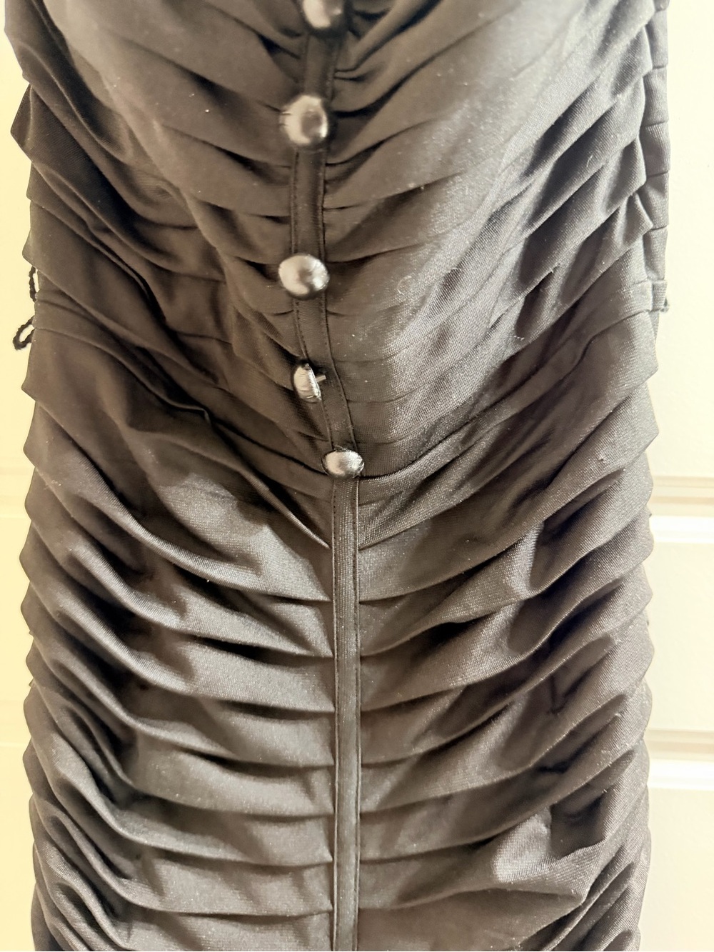Betsy & Adam Black Ruched Pencil Skirt with Button Detail